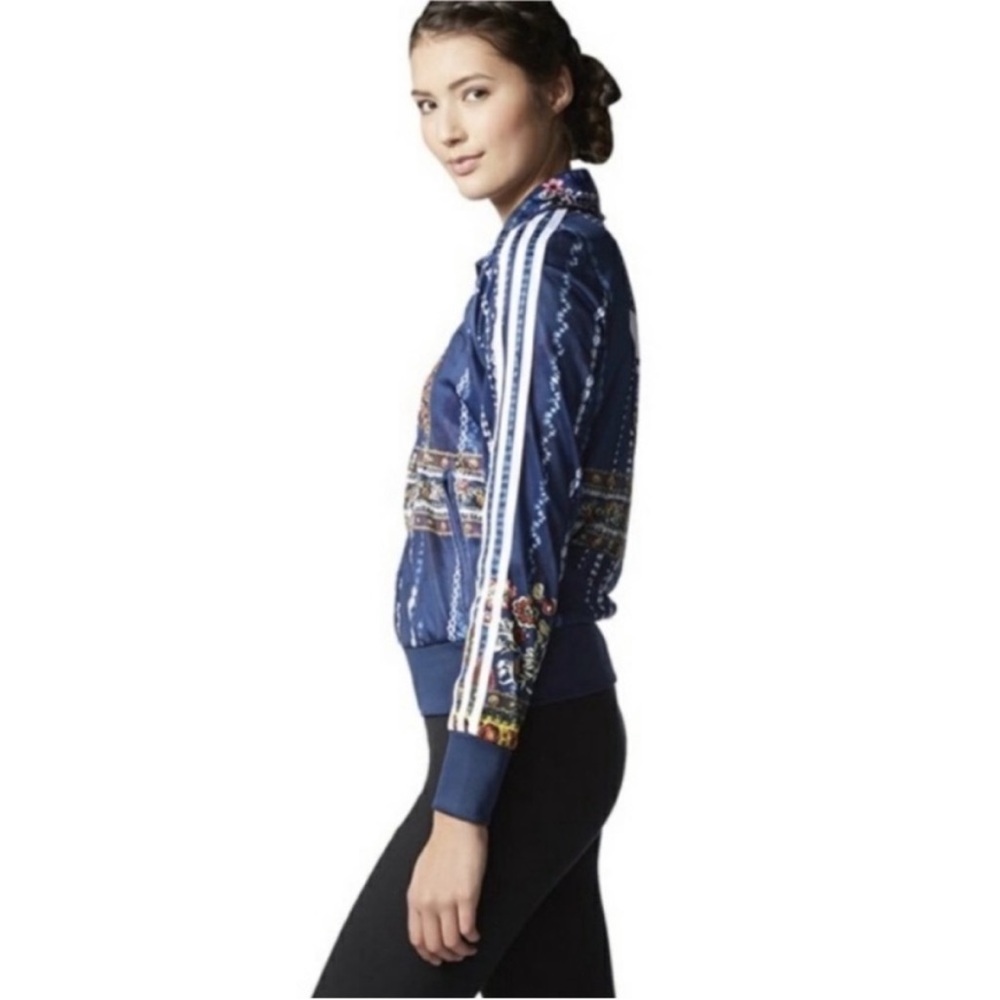 Farm Rio + adidas Cirandiera Blue Floral Zipper Front Jacket Size M - Picture 4 of 14